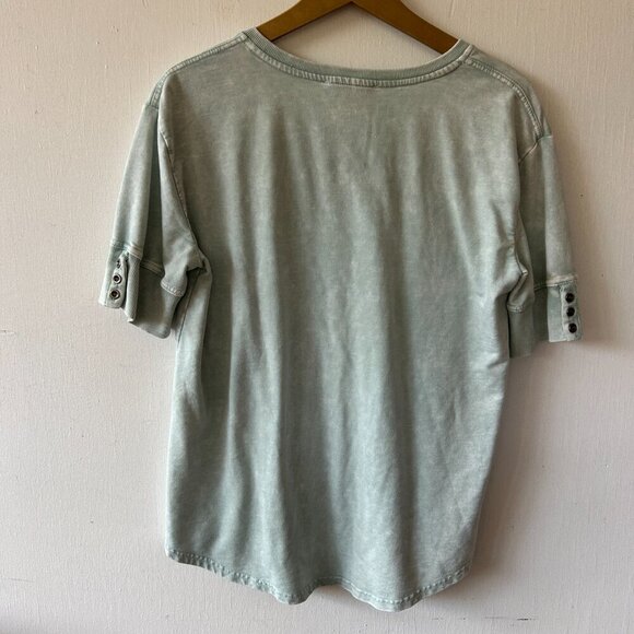 Jane and Delancey Top Womens Small Blue Short Sleeve Sweatshirt V-neck - Picture 7 of 8